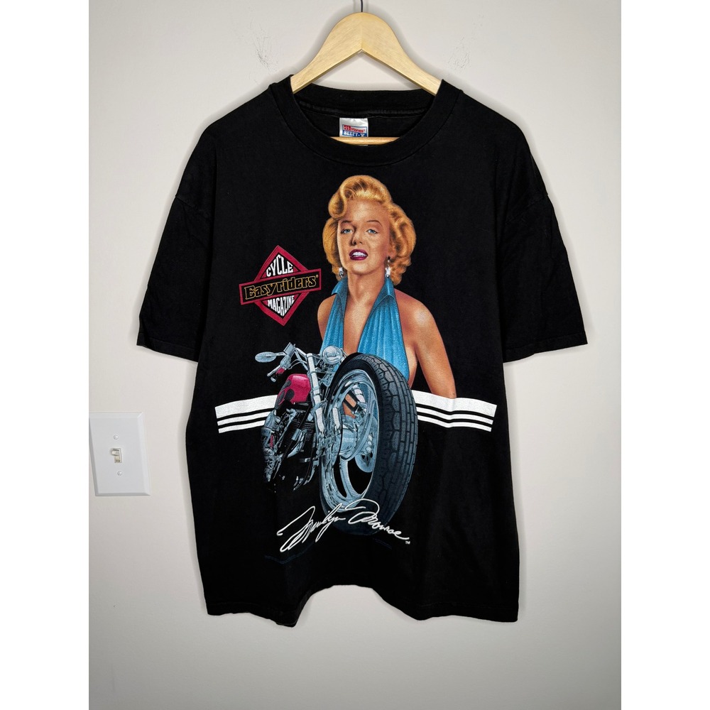 Vintage 90s 1995 Marilyn Monroe Easyriders RARE Biker Black T-Shirt Mens Size XL